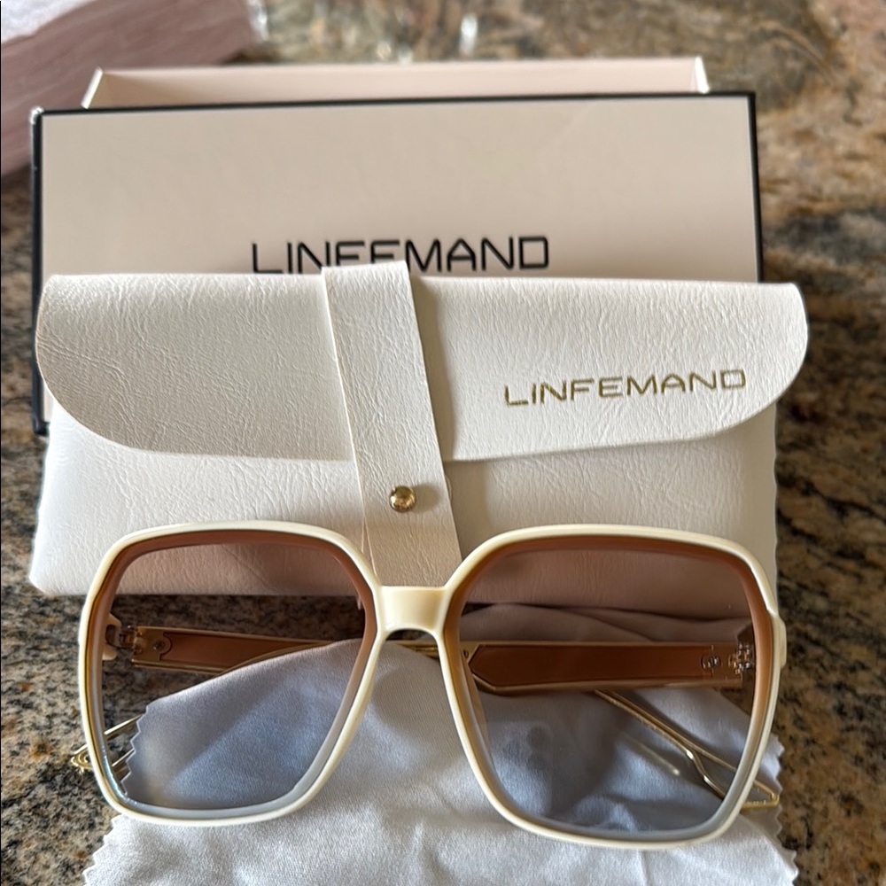 Cream and Brown Oversized Sunglasses with Gradient Lenses